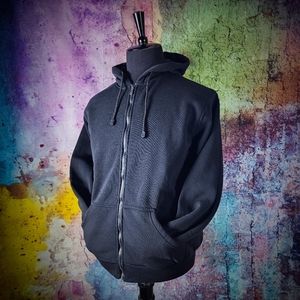 Small Casual Black Full Zip Lightweight Hoodie